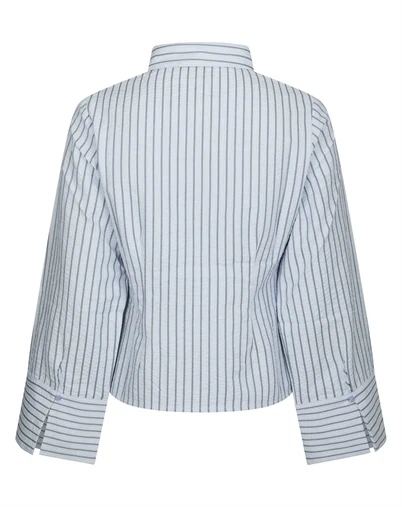 Neo Noir - Rosa Striped Crepe Skjorte - Blue